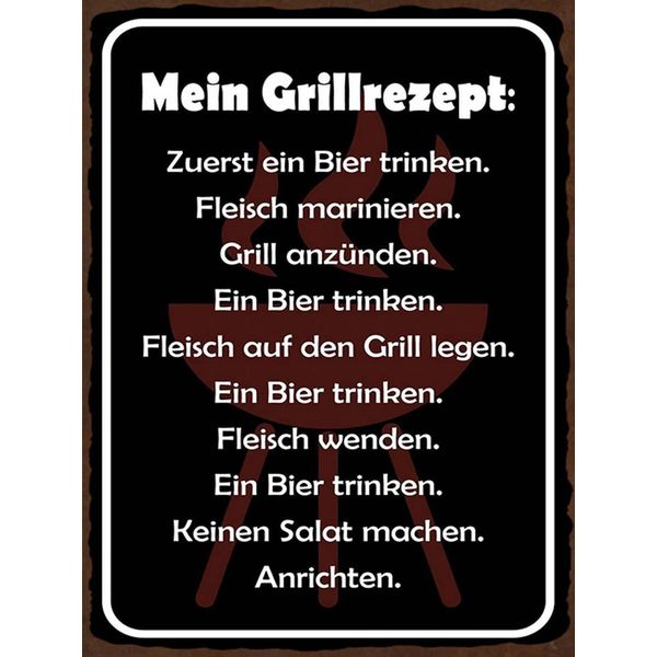 Vianmo Insegna In Legno 40X30 Cm Mein Grillrezept Zuerst Ein Bier-image