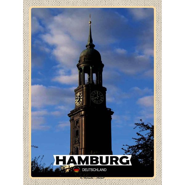 Vianmo Insegna In Legno 40X30 Cm Hamburg St. Michaelis Michael-image