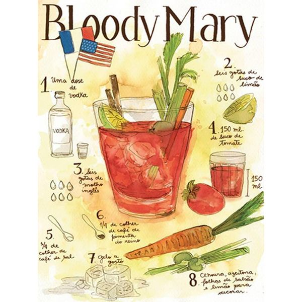 Vianmo Insegna In Legno 40X30 Cm Rezept Bloody Mary Vodka Limao Tomate-image