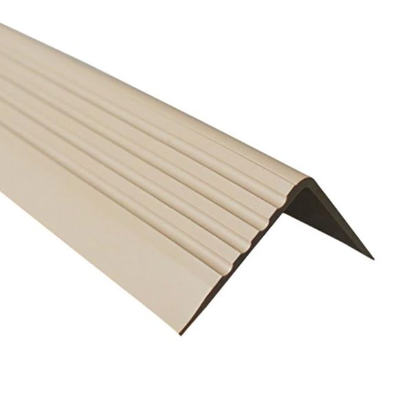 Binario Per Scale Quest In Pvc 50X42 Mm, 1,5 M, Bordo Antiscivolo Per Scale, Profilo Per Scale, Protezione Per Scale, Rgp, Beige-image
