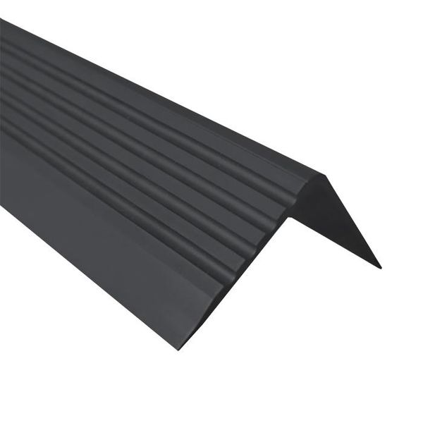 Binario Per Scale Quest In Pvc 50X42 Mm, 1,5 M, Bordo Antiscivolo Per Scale, Profilo Per Scale, Protezione Per Scale, Rgp, Nero-image