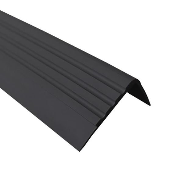 Quest Binario Per Scale 30X27 Mm, 1,5 M Rm Pvc, Bordo Antiscivolo Per Scale, Profilo Per Scale, Protezione Per Scale, Nero-image