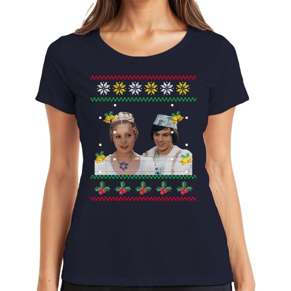 Tre Nocciole Per Cenerentola - Maglietta Da Donna Con Maglione Natalizio, Marina, 3XL-image
