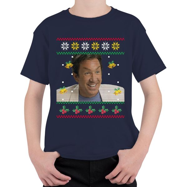 Babbo Natale - Maglietta Unisex Per Bambini Con Maglione Natalizio, Navy, 128-image