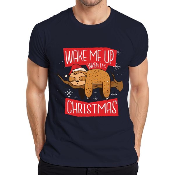 Wake Me Up When It's Christmas Sloth - Maglietta Da Uomo Christmas Gift Christmas, Navy, M-image