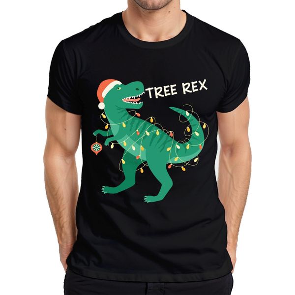 Maglietta Da Uomo Tree Rex Christmas Tree Dinosaur - Regalo Di Natale, Nero, M-image