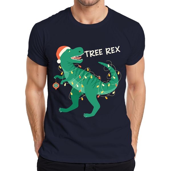 Maglietta Da Uomo Tree Rex Christmas Tree Dinosaur - Christmas Gift Christmas, Navy, S-image