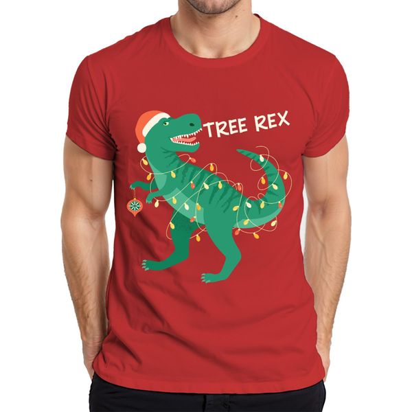 Maglietta Da Uomo Tree Rex Christmas Tree Dinosaur - Regalo Di Natale, Rosso, M-image