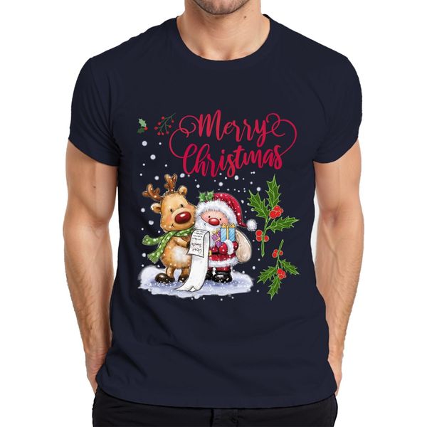 Merry Christmas Santa Reindeer Wish List Mistletoe - Maglietta Da Uomo Con Regalo Di Natale, Navy, Xxl-image