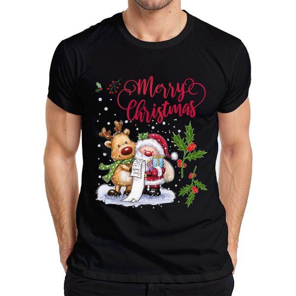 Maglietta Da Uomo Merry Christmas Santa Reindeer Wish List Mistletoe - Christmas Gift, Nero, Xl-image