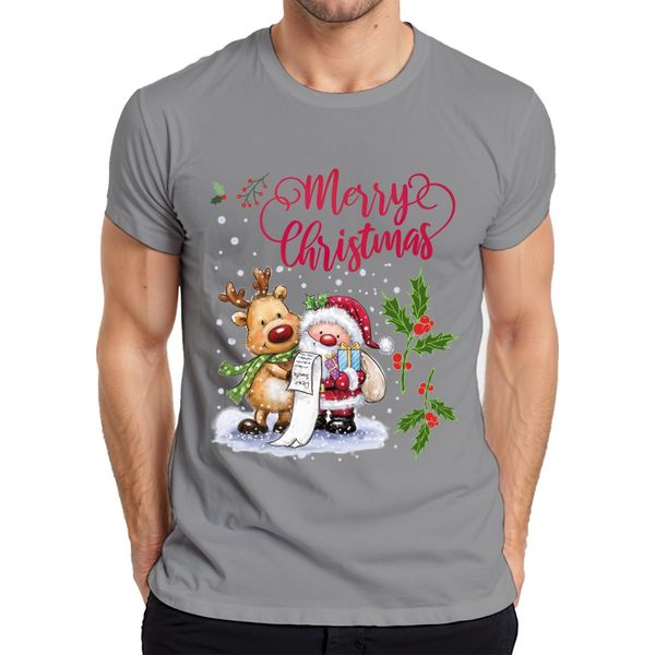 Maglietta Da Uomo Merry Christmas Santa Reindeer Wish List Mistletoe - Christmas Gift, Grigio, Xl-image