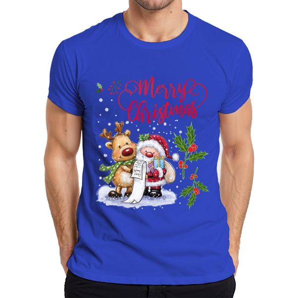 Merry Christmas Santa Reindeer Wish List Mistletoe - Maglietta Da Uomo Con Regalo Di Natale, Blu, 3XL-image