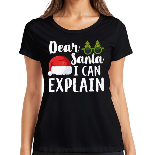 Detto "Caro Babbo Natale, Posso Spiegare Il Natale"" - Maglietta Da Donna Con Regalo Di Natale, Nero, L"-image