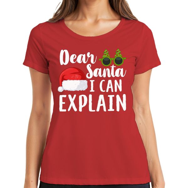 Detto "Caro Babbo Natale, Posso Spiegarti"" - Maglietta Da Donna Con Regalo Di Natale, Rosso, Xxl"-image