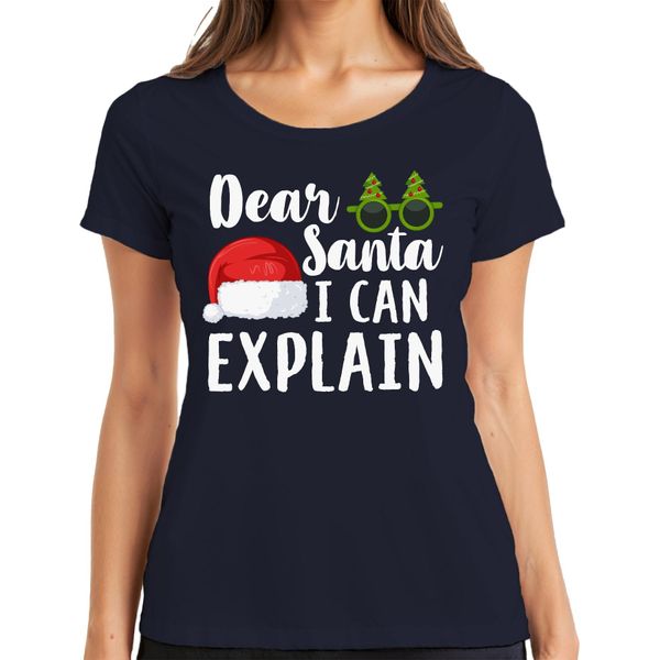 Detto "Caro Babbo Natale, Posso Spiegarti"" - Maglietta Da Donna Con Regalo Di Natale, Navy, Xxl"-image