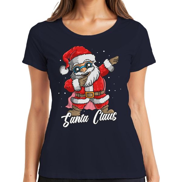 Maglietta Da Donna Dabbing Santa Claus - Regalo Di Natale, Navy, Xxl-image