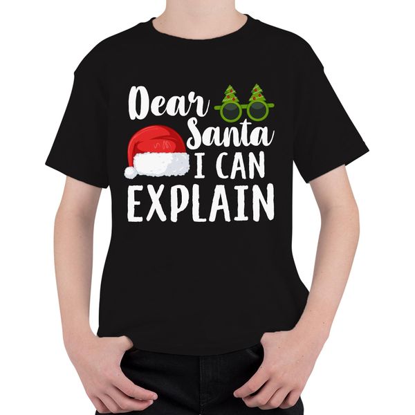 Caro Babbo Natale, Posso Spiegare La Frase Di Natale - Regalo Di Natale Maglietta Unisex Per Bambini, Nero, 104-image