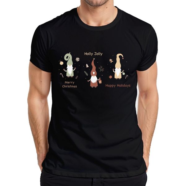 Maglietta Da Uomo Happy Holidays Gnomi Svedesi Elfi - Regalo Di Natale, Nero, 3XL-image