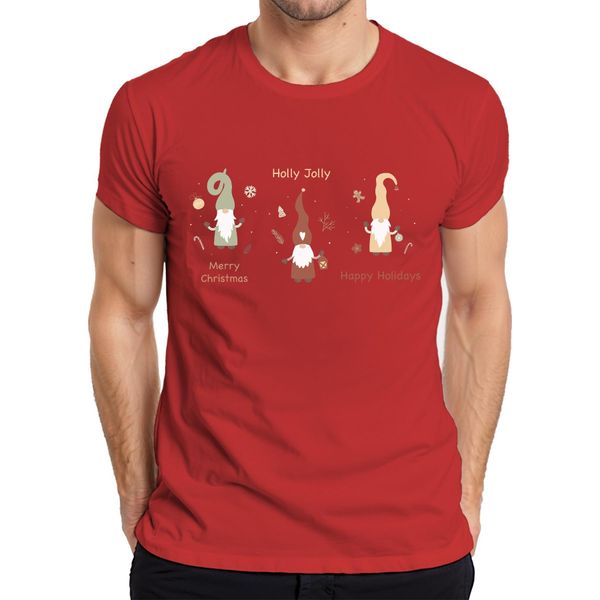 Maglietta Da Uomo Happy Holidays Gnomi Svedesi Elfi - Regalo Di Natale, Rosso, 3XL-image