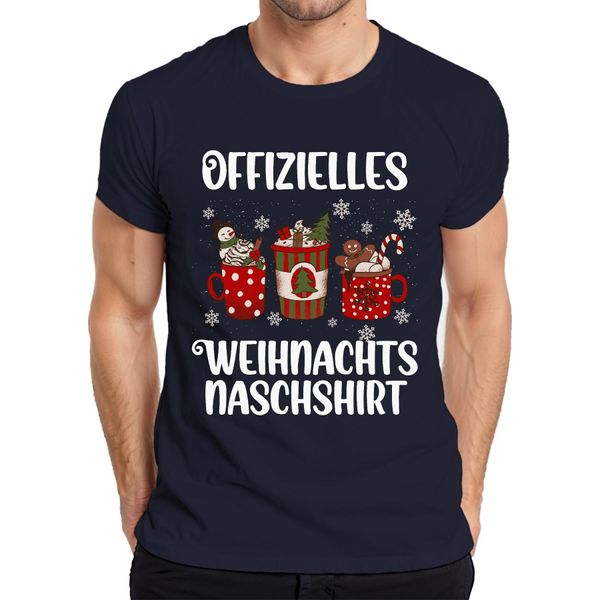 Maglietta Da Uomo Natale, Navy, Xl - Regalo Di Natale - Divertente Bradipo Che Fa Merenda-image