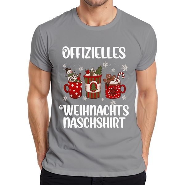 Maglietta Da Uomo Natale, Grigio, Xl - Regalo Di Natale - Divertente Bradipo Che Fa Merenda-image