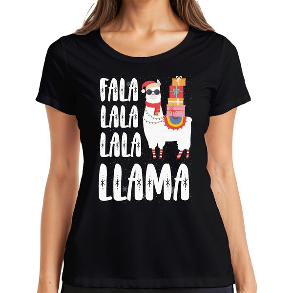 Fala Lala Lala Llama - Maglietta Da Donna Con Regalo Di Natale, Nero, Xl-image