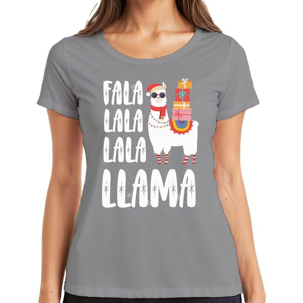 Fala Lala Lala Llama - Maglietta Da Donna Con Regalo Di Natale, Grigio, Xl-image