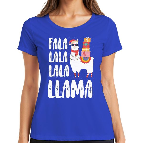 Fala Lala Lala Llama - Maglietta Da Donna Con Regalo Di Natale, Blu, M-image