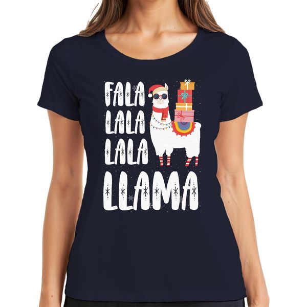 Fala Lala Lala Llama - Maglietta Da Donna Con Regalo Di Natale, Navy, M-image