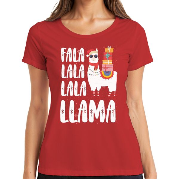 Fala Lala Lala Llama - Maglietta Da Donna Con Regalo Di Natale, Rosso, 3XL-image