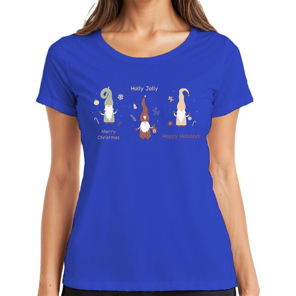 Happy Holidays Gnomi Svedesi Gnomi Elfi - Maglietta Da Donna Con Regalo Di Natale, Blu, 3XL-image