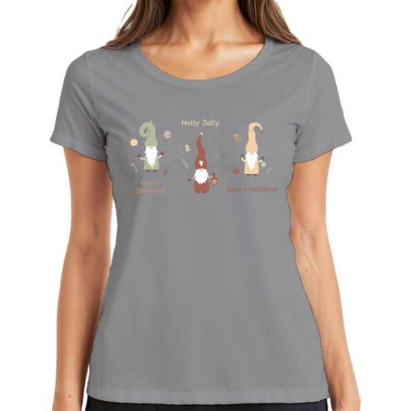 Happy Holidays Gnomi Svedesi Gnomi Elfi - Maglietta Da Donna Con Regalo Di Natale, Grigio, 3XL-image