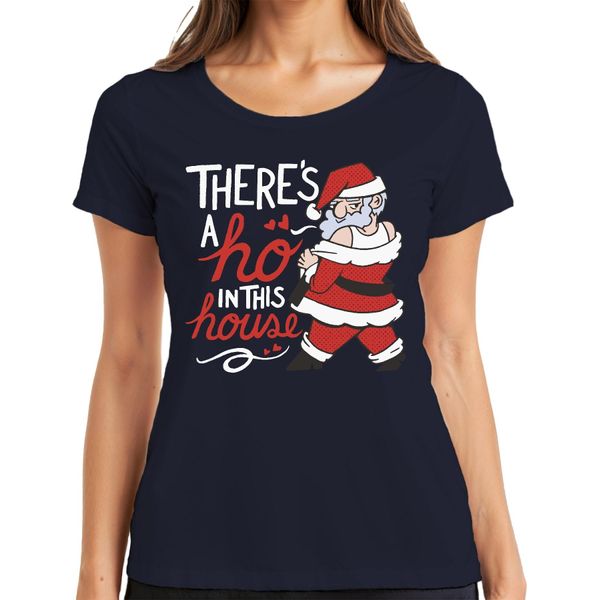 C'è Un Ho In Questa Casa Babbo Natale - Regalo Di Natale Maglietta Da Donna, Navy, 3XL-image