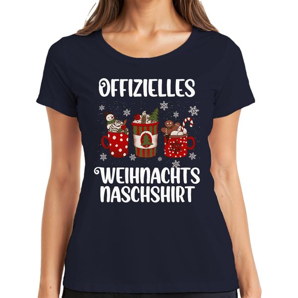 Divertente Bradipo Che Fa Merenda - Maglietta Da Donna Con Regalo Di Natale, Navy, Xl-image