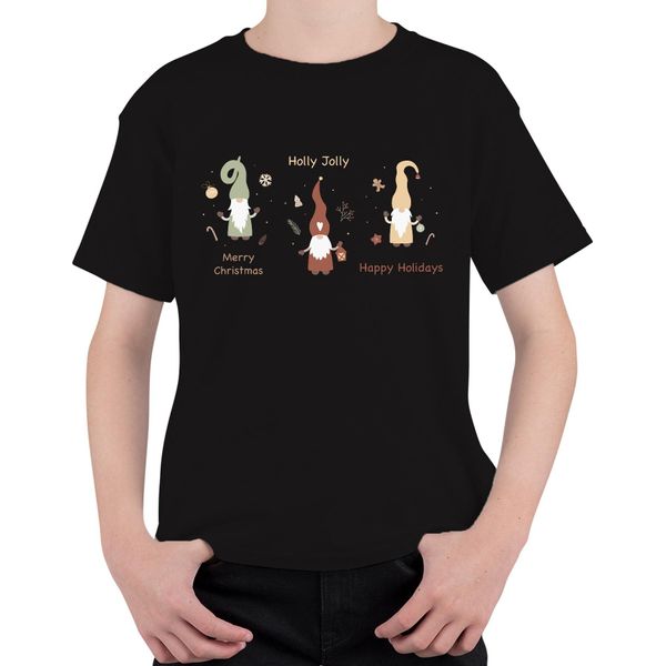 Happy Holidays Gnomi Svedesi Gnomi Elfi - Regalo Di Natale Maglietta Unisex Per Bambini, Nero, 128-image