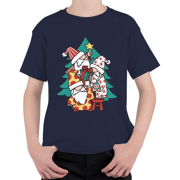 Albero Di Natale Dello Gnomo Svedese - Regalo Di Natale Maglietta Unisex Per Bambini, Navy, 152-image