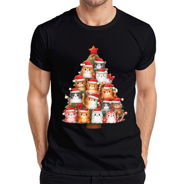 Gatti Albero Di Natale Proprietario Di Gatti - Regalo Di Natale Maglietta Da Uomo, Nero, Xxl-image
