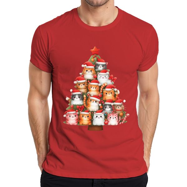 Gatti Albero Di Natale Proprietario Di Gatti - Regalo Di Natale Maglietta Da Uomo, Rosso, L-image