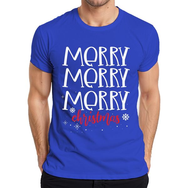 Maglietta Da Uomo Merry Merry Merry Christmas - Regalo Di Natale, Blu, 3XL-image