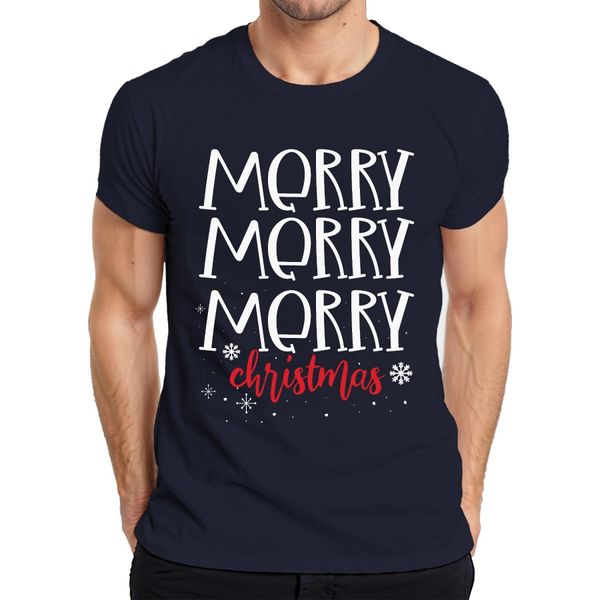 Maglietta Da Uomo Merry Merry Merry Christmas - Regalo Di Natale, Navy, S-image