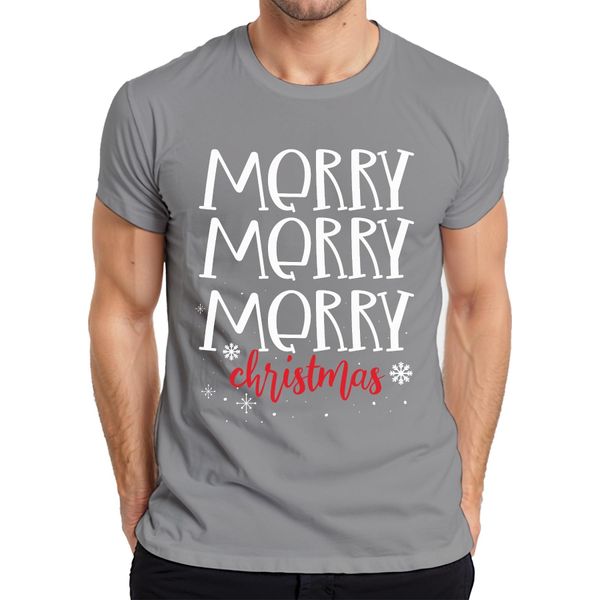 Maglietta Da Uomo Merry Merry Merry Christmas - Regalo Di Natale, Grigio, S-image