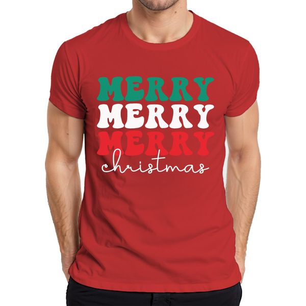 Maglietta Da Uomo Merry Merry Merry Christmas - Regalo Di Natale, Rosso, Xl-image
