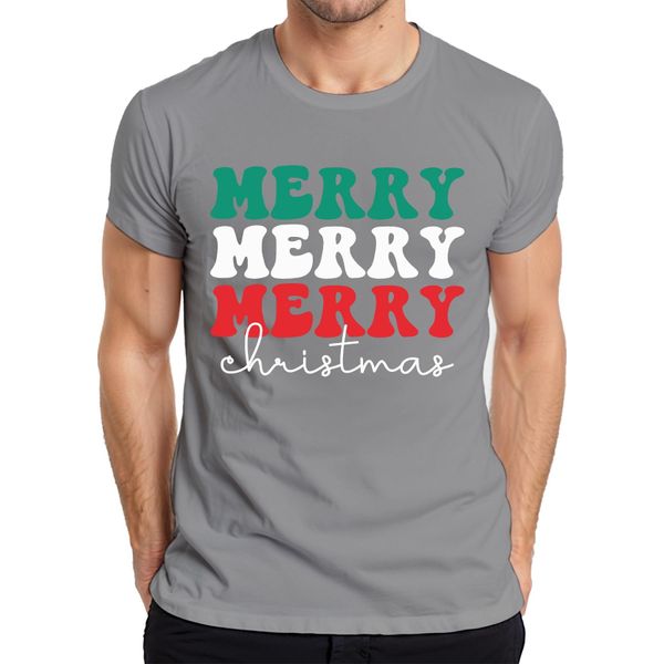 Maglietta Da Uomo Merry Merry Merry Christmas - Regalo Di Natale, Grigio, L-image