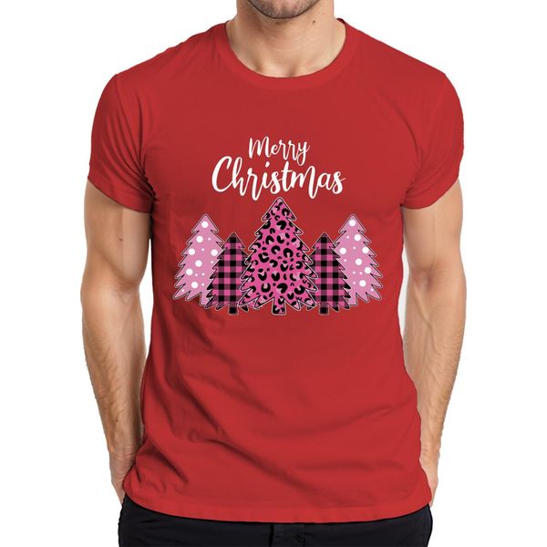 Merry Christmas Albero Di Natale A Scacchi Rosa - Maglietta Da Uomo Regalo Di Natale, Rosso, S-image