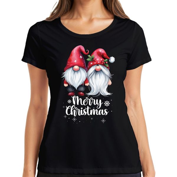 Coppia Gnomo Elfi Pixie - Regalo Di Natale Maglietta Da Donna Di Natale, Nero, 3XL-image