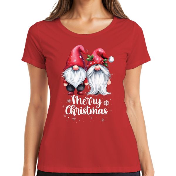Coppia Gnomo Elfi Pixie - Regalo Di Natale Maglietta Da Donna Di Natale, Rosso, 3XL-image