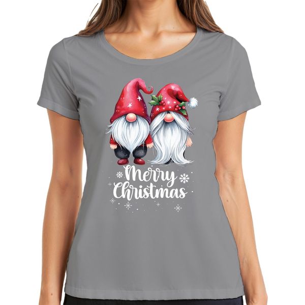Coppia Gnomo Elfi Pixie - Regalo Di Natale Maglietta Da Donna Di Natale, Grigio, 3XL-image