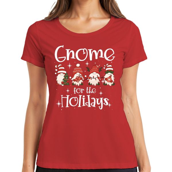 Gnomo Per Le Feste Gnomo Di Natale - Regalo Di Natale Maglietta Da Donna Di Natale, Rosso, Xl-image