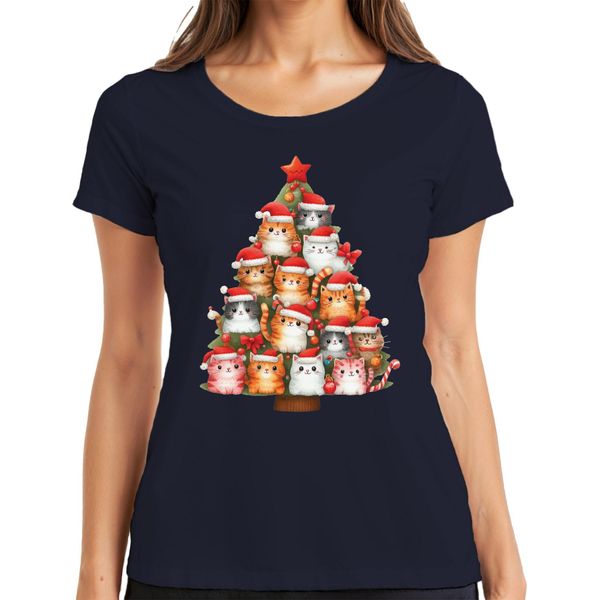Gatti Albero Di Natale Proprietario Di Gatti - Regalo Di Natale Maglietta Da Donna, Marina, M-image