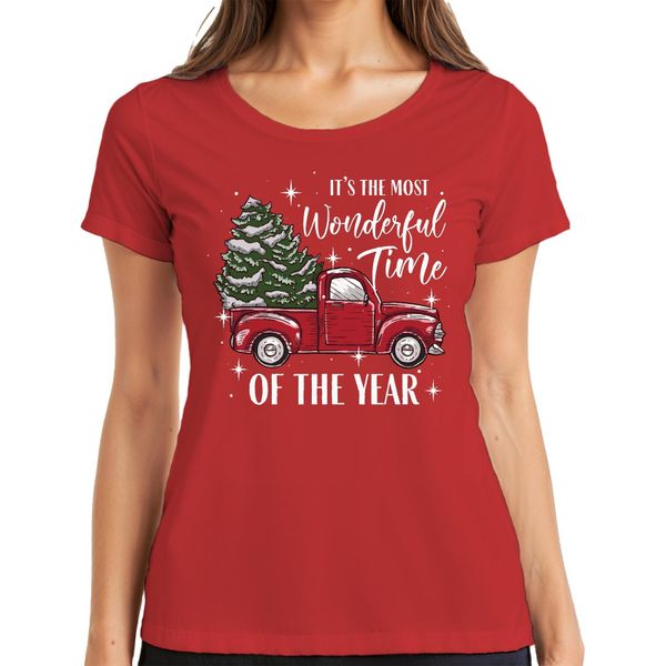 Maglietta Da Donna "Most Wonderful Time Of The Year - Christmas Gift Christmas"", Rosso, S"-image